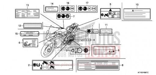 CAUTION LABEL (EXCEPT KO) CBR125RTF de 2015